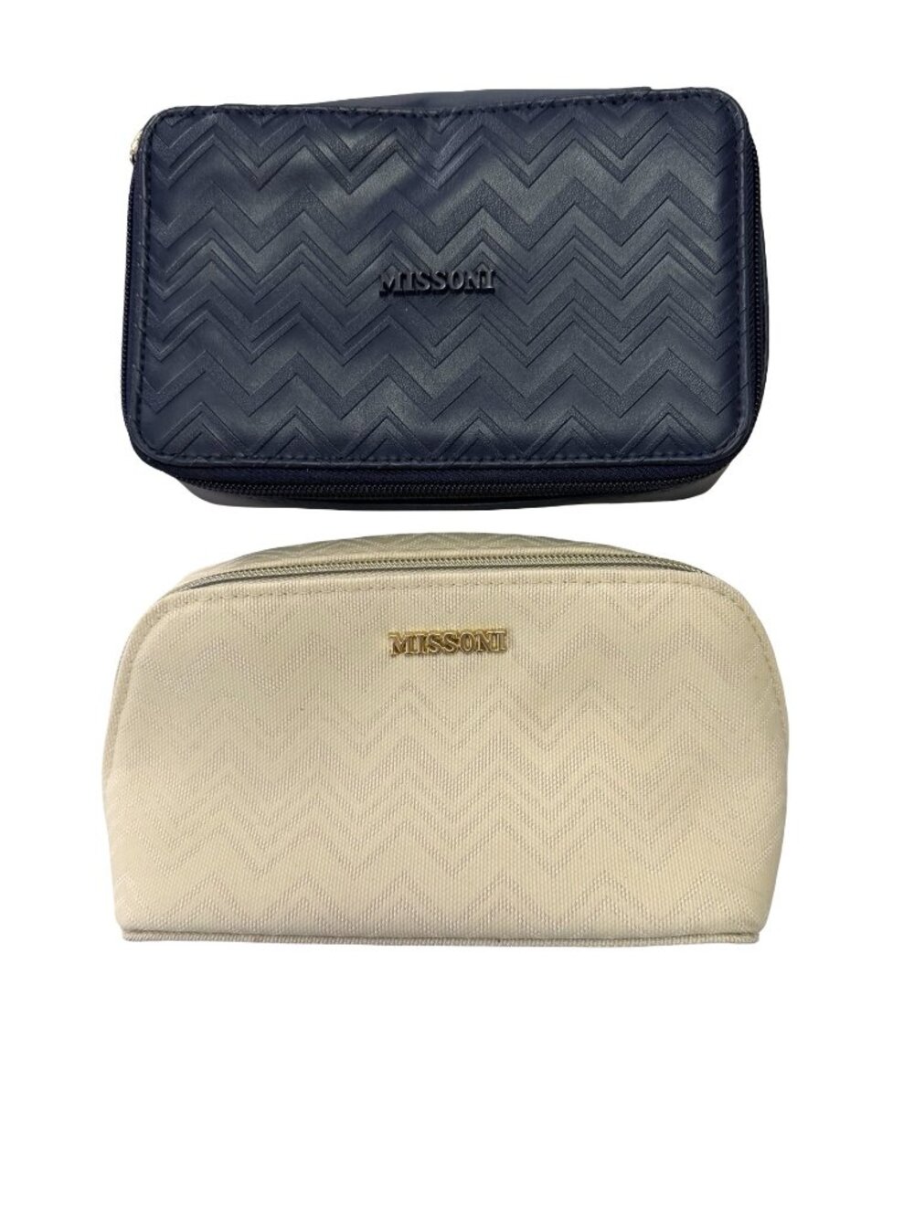 Missoni for Delta Airlines Amenity Travel Cases Set of 2 Navy Cream Chevron